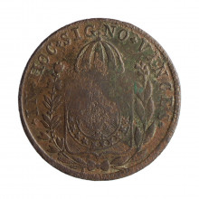 Moeda C-629 80 Réis 1830 R MBC C/ Carimbo Geral 40 Cobre Ø40mm 28,68gr.