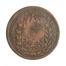 Moeda C-607 40 Réis 1826 R MBC C/ Carimbo Geral 20 Cobre Ø35mm 14,34gr.