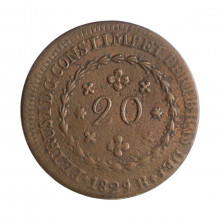 Moeda C-585 20 Réis 1829 R MBC+ Cobre Ø30mm 7,17gr.