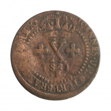 Moeda C-477a X Réis 1821 B BC Data Sem Pontos Cobre Ø25mm 3,58gr.