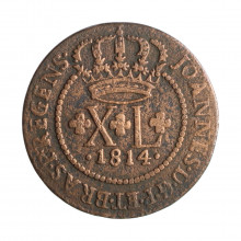 Moeda C-414 XL Réis 1814 B MBC Cobre Ø35mm 14,34gr.