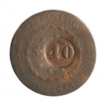 Moeda C-630 80 Réis 1831 R BC/MBC C/ Carimbo Geral 40 Cobre Ø40mm 28,68gr.