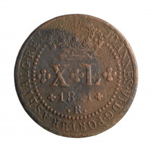Moeda C-518 XL Réis 1821 R MBC Cobre Ø35mm 14,34gr.