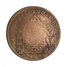 Moeda C-627 80 Réis 1828 R BC/MBC C/ Carimbo Geral 40 Cobre Ø40mm 28,68gr.
