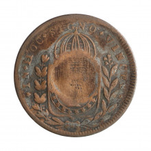 Moeda C-607 40 Réis 1826 R MBC C/ Carimbo Geral 20 Cobre Ø35mm 14,34gr.