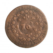 Moeda C-590 20 Réis 1826 R BC C/ Carimbo Geral 10 Cobre Ø30mm 7,17gr.