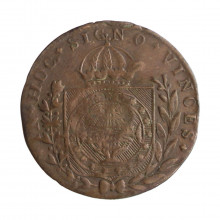Moeda C-588 20 Réis 1824 R MBC C/ Carimbo Geral 10 Cobre Ø30mm 7,17gr.
