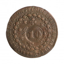 Moeda C-588 20 Réis 1824 R MBC C/ Carimbo Geral 10 Cobre Ø30mm 7,17gr.