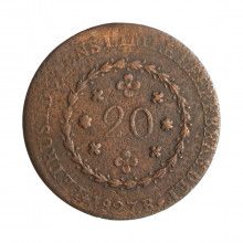 Moeda C-583 20 Réis 1827 R BC/MBC Cobre Ø30mm 7,17gr.