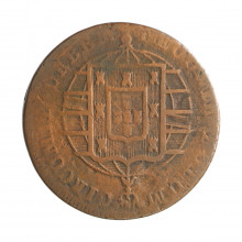 Moeda C-525a LXXX Réis 1821 R BC Disco Grosso Cobre Ø40mm 28,68gr.