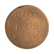 Moeda C-525a LXXX Réis 1821 R BC Disco Grosso Cobre Ø40mm 28,68gr.