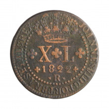 Moeda C-519 XL Réis 1822 R MBC Cobre Ø35mm 14,34gr.
