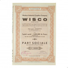Apólice ao Portador N.000322 Wisco Anvers Bélgica Europa