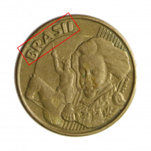 Moeda V-502 10 Centavos 2009 MBC Batida Dupla "Brasil" Aço R Bronze Ø20mm 4,8gr.