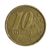 Moeda V-494 10 Centavos 2001 BC/MBC Batida Dupla 