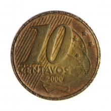 Moeda V-493 10 Centavos 2000 BC Batida Dupla 