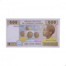 Cédula P#106T 500 Francs CFA 2002-2021 República do Congo África FE