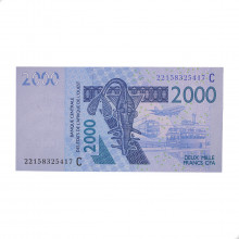 Cédula P#316C 2000 CFA Francs 2003-2024 Burkina Faso África FE