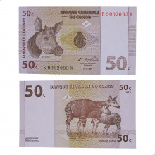 Cédula P#84a 50 Centimes 1997 República do Congo África FE