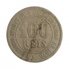 Moeda V-007 100 Réis 1877  BC/MBC Cupro Níquel  Ø27mm 10gr.*