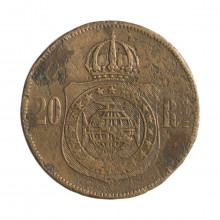 Moeda B-789 20 Réis 1870 UTG Data Difícil Bronze Ø25mm 7gr.*