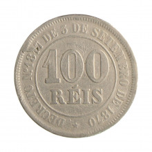 Moeda V-011 100 Réis 1881 MBC  Cupro Níquel Ø27mm 10gr.