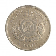 Moeda V-011 100 Réis 1881 MBC  Cupro Níquel Ø27mm 10gr.