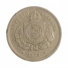 Moeda V-008 100 Réis 1878 MBC Cupro Níquel Ø27mm 10gr.