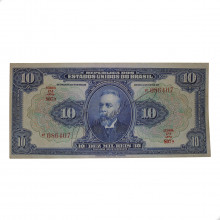 Cédula R-110D 10 Mil Réis 1942 Autografada: número, estampa e série separados MBC/SOB