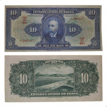 Cédula R-110D 10 Mil Réis 1942 Autografada: número, estampa e série separados MBC/SOB
