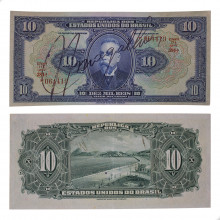Cédula R-110C 10 Mil Réis 1936 Autografada: número, estampa e série juntos SOB