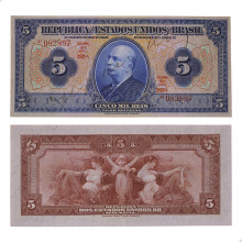 Cédula R-100B 5 Mil Réis 1936 Autografada: número, estampa e série juntos SOB