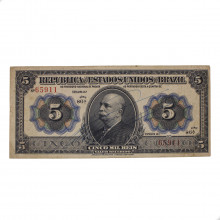 Cédula R-095 5 Mil Réis 1913 Autografada MBC