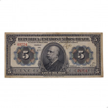 Cédula R-095 5 Mil Réis 1913 Autografada MBC