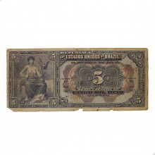 Cédula R-093 5 Mil Réis 1908 Autografada UTG