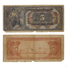 Cédula R-093 5 Mil Réis 1908 Autografada UTG