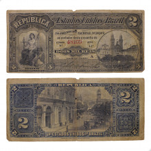 Cédula R-081A 2 Mil Réis 1890 Letra A Escassa C/ Peq. Furo Fundo do Império BC