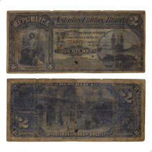 Cédula R-081A 2 Mil Réis 1890 Letra A Escassa C/ Peq. Furos Fundo do Império UTG