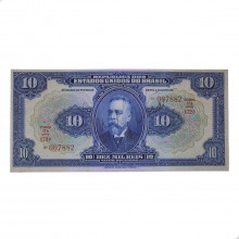 Cédula R-110C 10 Mil Réis 1936 Autografada: número, estampa e série juntos SOB