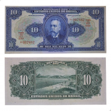 Cédula R-110C 10 Mil Réis 1936 Autografada: número, estampa e série juntos SOB