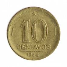 Moeda V-180b 10 Centavos 1944 BC/MBC S/Sigla Bronze Alumínio Ø17mm 3gr.