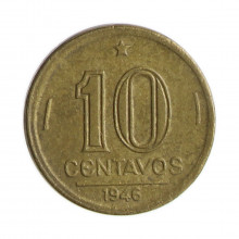 Moeda V-182 10 Centavos 1946 MBC+ S/Sigla Bronze Alumínio Ø17mm 3gr.