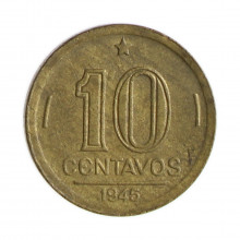 Moeda V-181a 10 Centavos 1945 MBC+ S/Sigla Bronze Alumínio Ø17mm 3gr.