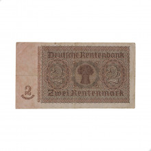 Cédula P#174b.2 2 Rentenmark 1937 Alemanha Europa BC/MBC