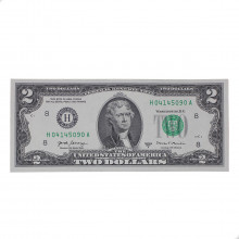 Cédula P#W545 2 Dollars 2017A Selo Verde Estados Unidos América SOB/FE