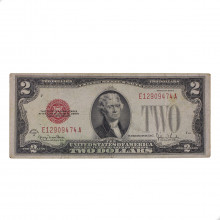 Cédula P#378g 2 Dollars 1928 Selo Vermelho Estados Unidos América BC/MBC