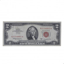 Cédula P#382a 2 Dollars 1963 Selo Vermelho Estados Unidos América MBC