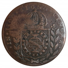 Moeda C-606 40 Réis 1825 R MBC C/ Carimbo Geral 20 Cobre Ø35mm 14,34gr.