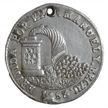 Medalha de Prata 1853 Bolívia América C/ Peq. Furo
