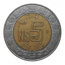Km#552 5 Pesos Novos 1993 MBC+ México América